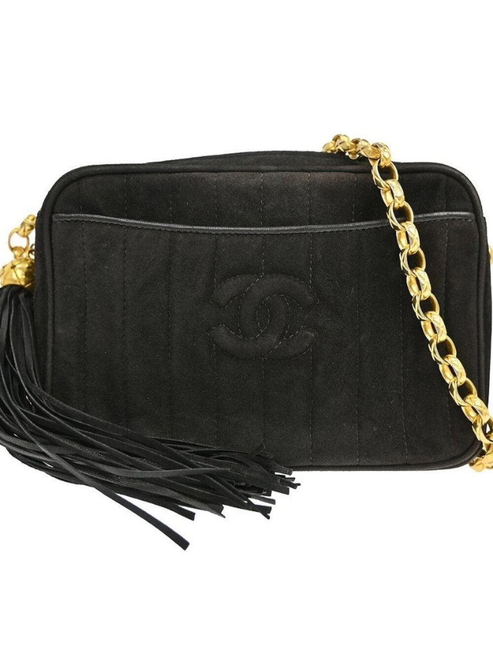 Chanel Black Suede Camera Shoulder Bag Mini RQ04362